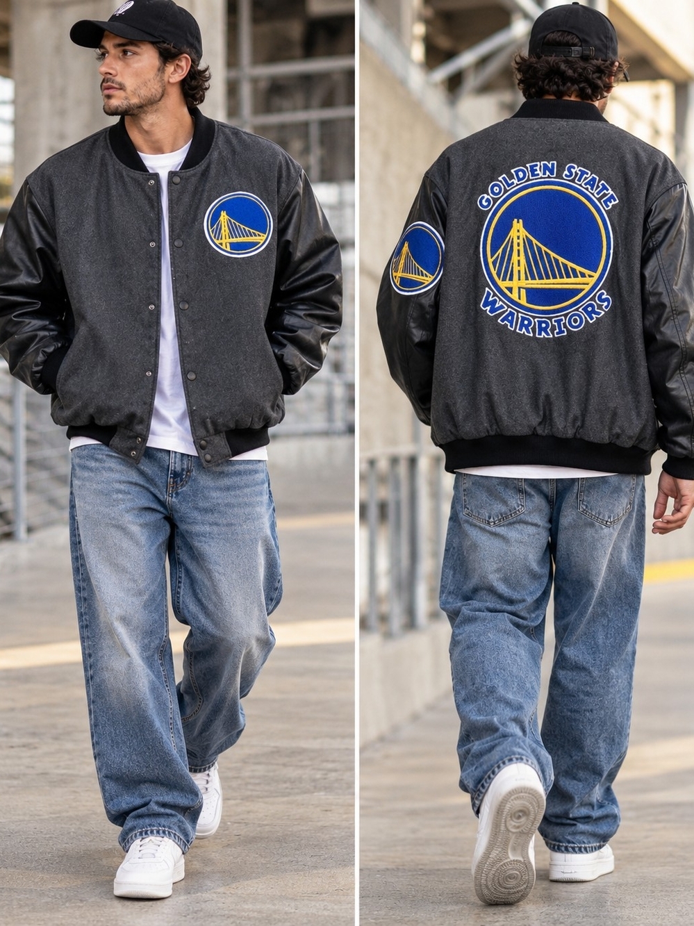 NBA Golden State Warriors 2XL NWT Varsity Jacket Blokecore Streetwear Sporty